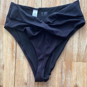 AE Black High-Waisted Crossover Cheeky Swim Bottom